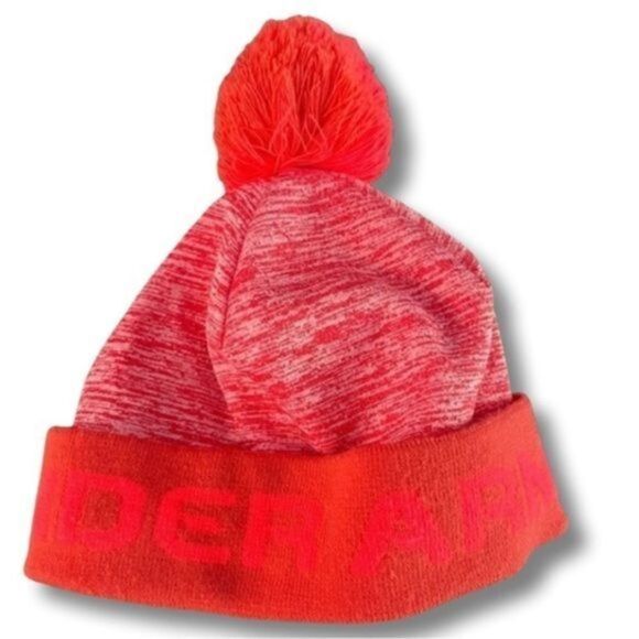 Under Armour Neon Orange Beanie Toboggan Hat Youth Unisex Girl One Size with Pon - Picture 3 of 6